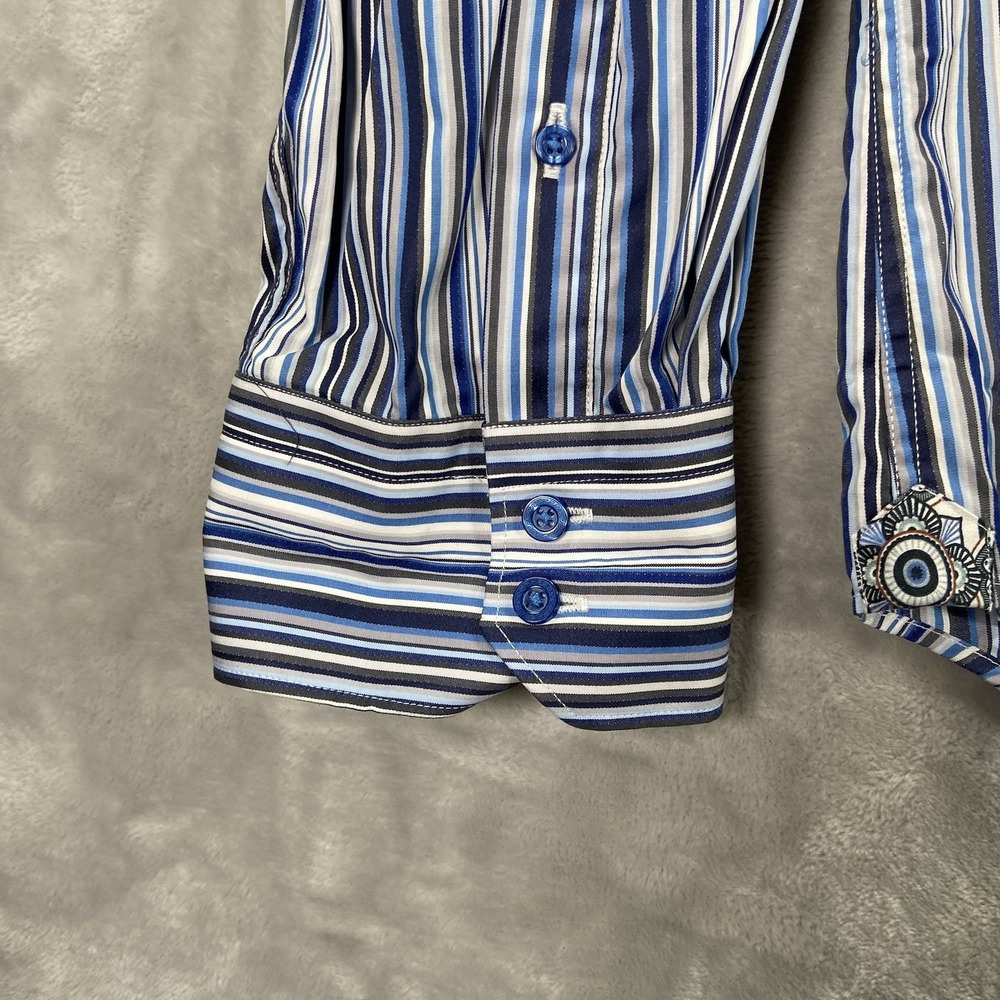 Robert Graham Shirt men's 3XL Button Up Striped Long Sleeve Designer Blue Casual - Picture 9 of 13